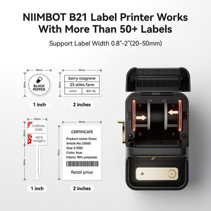 NIIMBOT B21S Impresora Térmica Portátil 2" 203 dpi 1500 mAh Negra