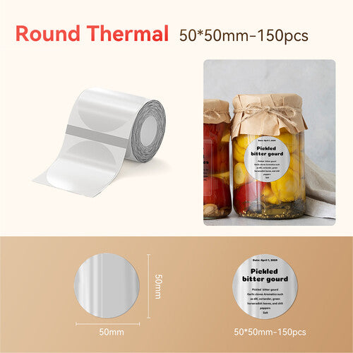 NIIMBOT Rollos de Papel Térmico Etiquetas Redondas 150 Unidades 5x5 cm