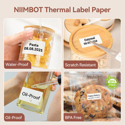 NIIMBOT Rollo de Papel Térmico 155 Etiquetas Blancas 0.47 x 1.57 pulgadas para Series D H