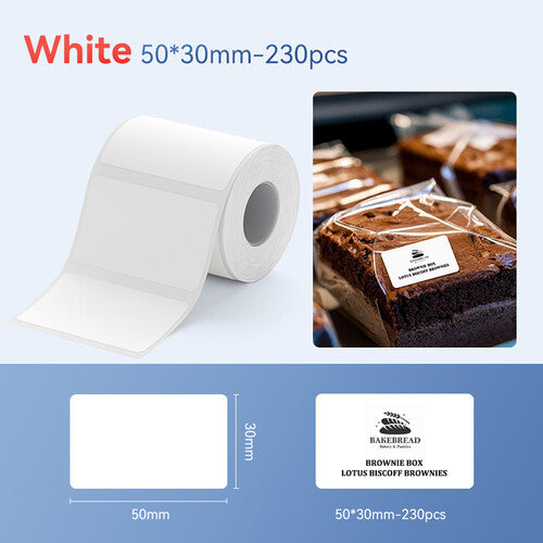 NIIMBOT Rollos de Papel Térmico con 230 Etiquetas Blancas 1.18 x 1.97 Pulgadas para Impresoras NIIMBOT B-Series