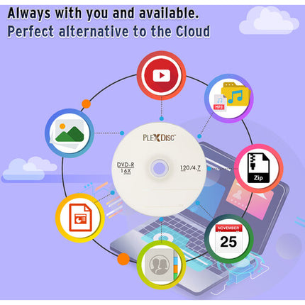 PlexDisc DVD-R 16x Logo Top 100-Pack 4.7GB Capacidad Grabable
