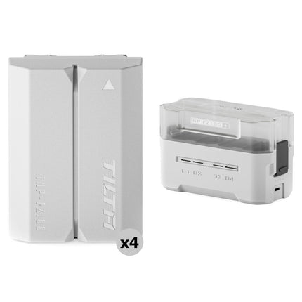 Tilta NP-FZ100 Kit de batería con 4 baterías 2400mAh y cargador USB de 4 bahías Off White