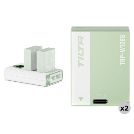 Tilta NP-W126S Kit para baterías 1050mAh con cargador USB-C doble verde ash