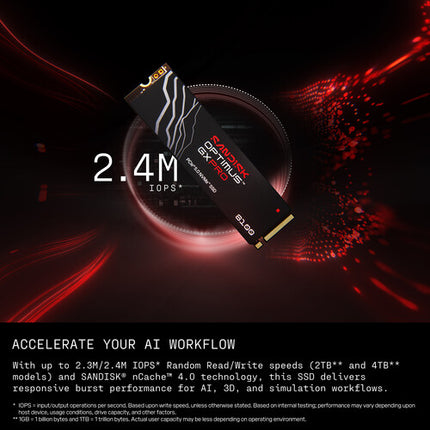 SanDisk 8TB Optimus GX PRO 8100 SSD Interno M.2 PCIe 5.0 NVMe 14900 MB/s Lectura 13200 MB/s Escritura