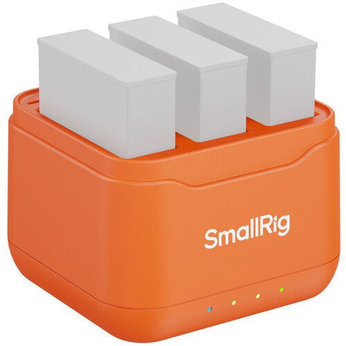 SmallRig Cargador de Baterías para DJI Action 6 5 Pro Osmo 360 3 Baterías en 140 Minutos y Almacenamiento para TF Cards