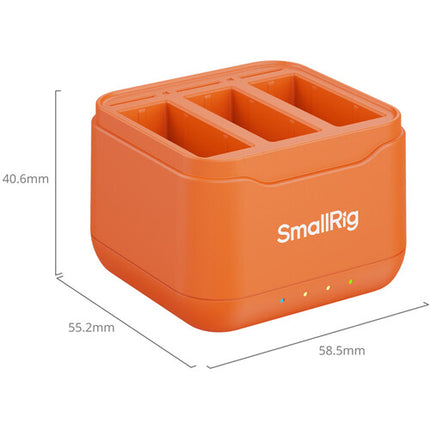 SmallRig Cargador de Baterías para DJI Action 6 5 Pro Osmo 360 3 Baterías en 140 Minutos y Almacenamiento para TF Cards