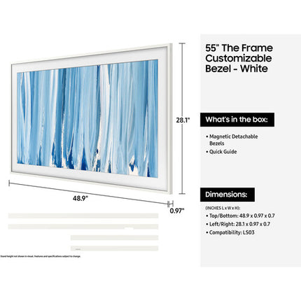 Samsung Bezel para TV The Frame 55 pulgadas Modelos LS03A LS03B  Blanco Moderno 2026