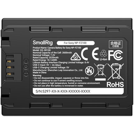 SmallRig Batería USB-C NP-FZ100 para cámaras Sony 2600mAh con pantalla de energía