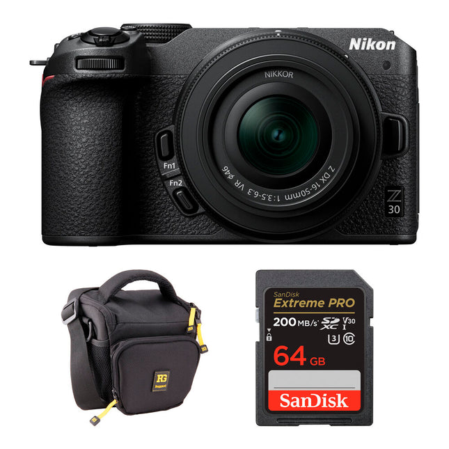 Nikon Z30 Cámara sin Espejo con Lente 16-50mm 20.9MP Bolsa y Tarjeta 64GB