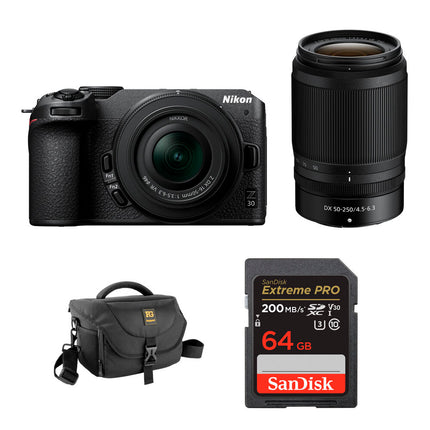 Nikon Z30 Cámara sin Espejo 16-50mm 50-250mm 20.9MP Bolsa Tarjeta 64GB