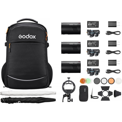 Godox AD100Pro II Flash de Bolsillo 100Ws Kit 3 Luces con Accesorios
