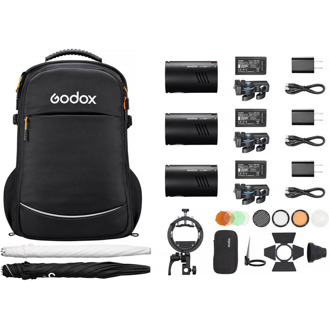Godox AD100Pro II Flash de Bolsillo 100Ws Kit 3 Luces con Accesorios