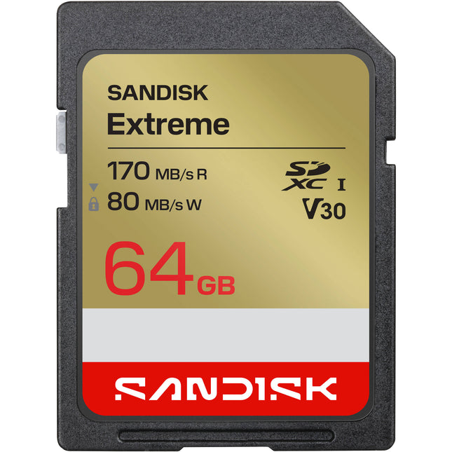SanDisk 64GB Extreme Tarjeta de Memoria SDXC UHS-I V30 170MB/s lectura