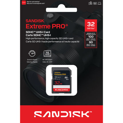 SanDisk 32GB Extreme PRO Tarjeta de Memoria SDHC UHS-I 100MB/s lectura 90MB/s escritura