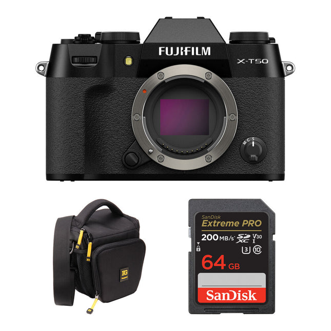 FUJIFILM X-T50 Cámara Sin Espejo 40.2MP 4K60p Bolsa y Tarjeta 64GB