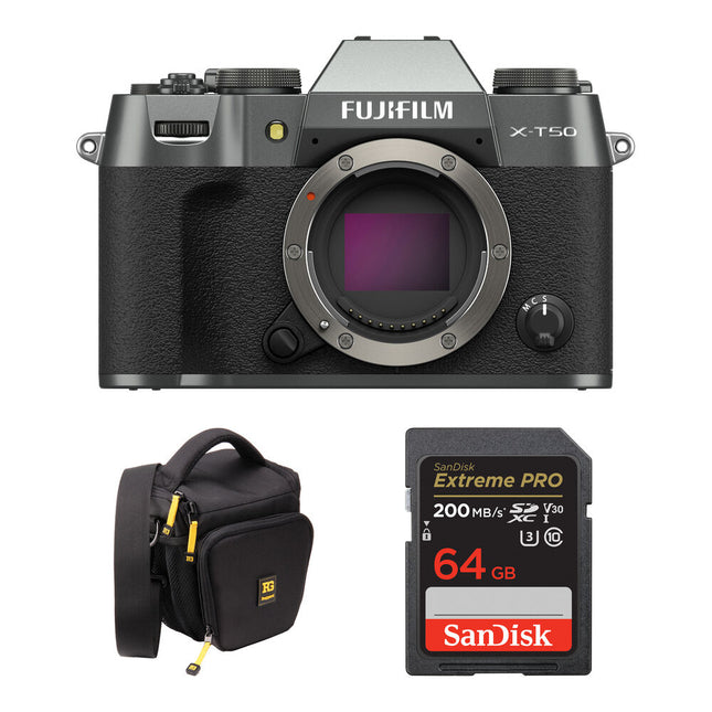 FUJIFILM X-T50 Cámara sin Espejo 40MP 4K 60p con Bolsa y Tarjeta 64GB