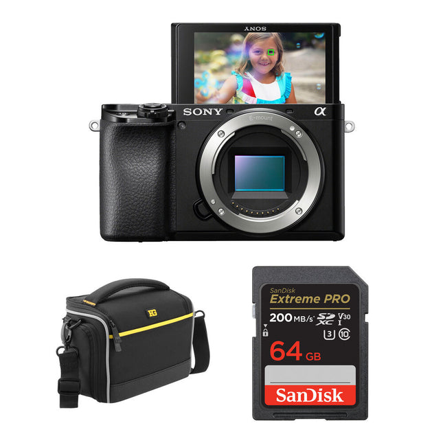 Sony a6100 Cámara sin Espejo 24.2MP UHD 4K30p con Bolsa y Tarjeta 64GB