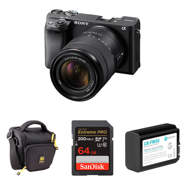 Sony a6400 Cámara sin Espejo 24.2MP 18-135mm Incluye Bolsa Batería Memoria 64GB