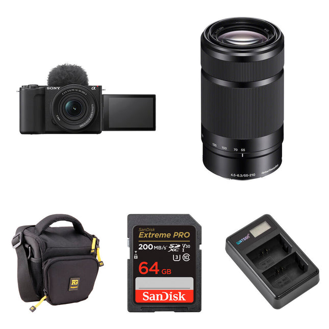 Sony ZV-E10 II Cámara sin Espejo 26MP Lentes 16-50mm 55-210mm Bundle Básico