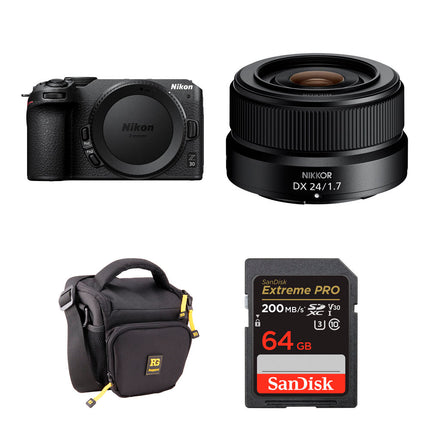 Nikon Z30 Cámara Sin Espejo con Lente 24mm f1.7 20.9MP y Bundle Básico