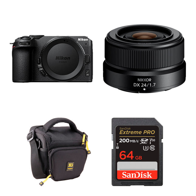 Nikon Z30 Cámara Sin Espejo con Lente 24mm f1.7 20.9MP y Bundle Básico