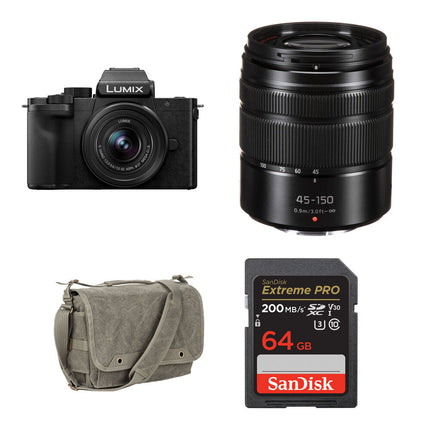Panasonic LUMIX G100D Cámara sin Espejo 20.3MP 4K30p con Kits Básicos Negro