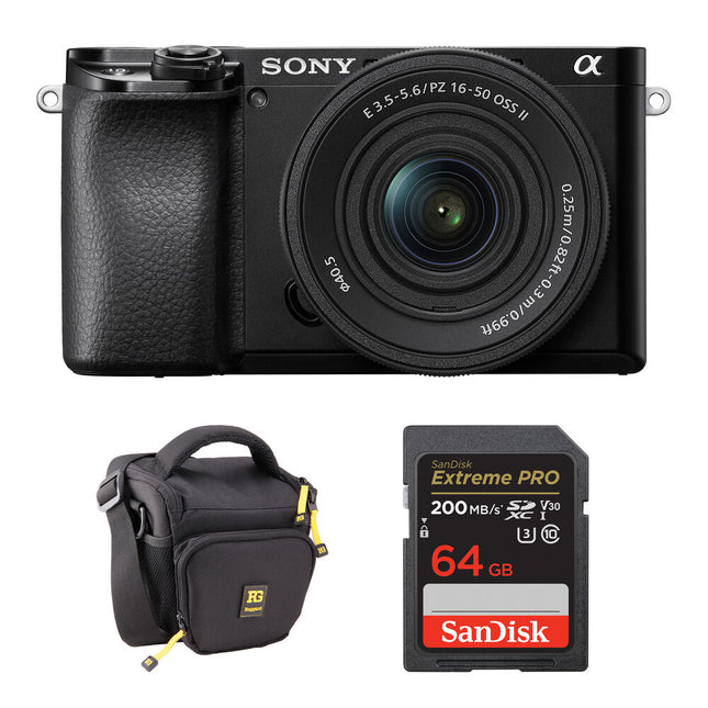 Sony a6100 Cámara Sin Espejo 24.2MP 16-50mm II con Bolsa y Tarjeta 64GB