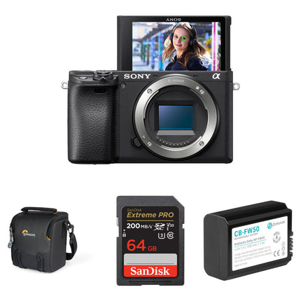 Sony a6400 Cámara Sin Espejo 24.2MP con Bolsa Batería y Tarjeta 64GB