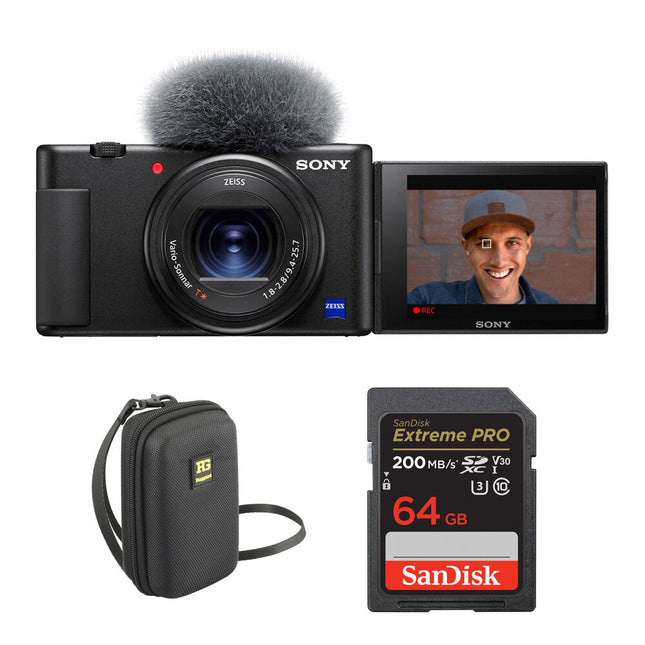 Sony ZV-1 Cámara Digital con Kit Accesorios Tarjeta 64GB Funda Negra