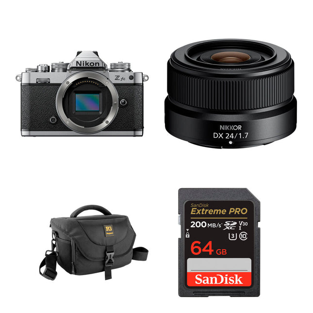 Nikon Zfc Cámara Sin Espejo 20.9MP 4K con Lente 24mm f/1.7 y Kit Básico