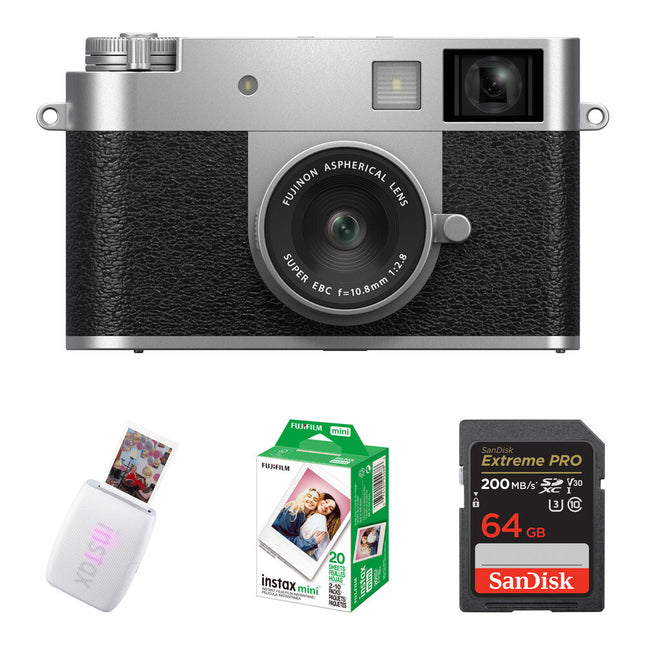 FUJIFILM X half Cámara digital 18MP Kit con impresora instax mini Link 3 y tarjeta 64GB
