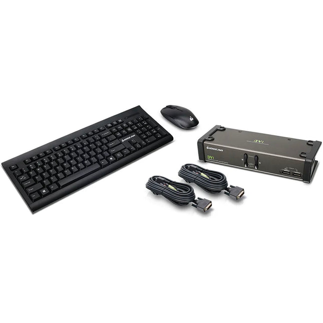 IOGEAR 2-Port DVI KVMP Switch con Cables Teclado y Ratón Inalámbricos Resolución 1920x1200