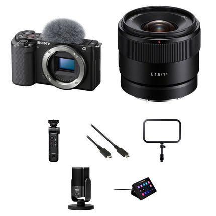 Sony ZV-E10 Cámara sin Espejo 24.2MP 4K con Lente 11mm f1.8 y Kit Streaming
