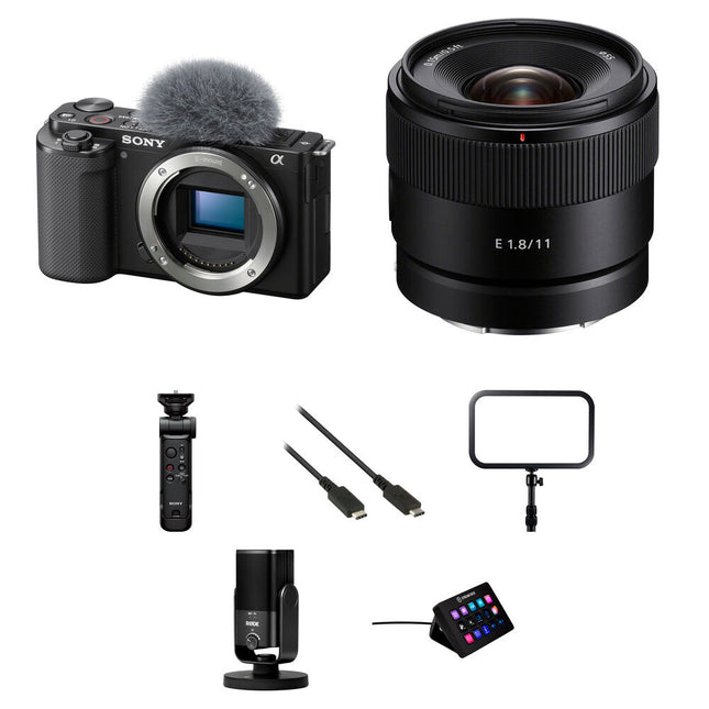 Sony ZV-E10 Cámara sin Espejo 24.2MP 4K con Lente 11mm f1.8 y Kit Streaming