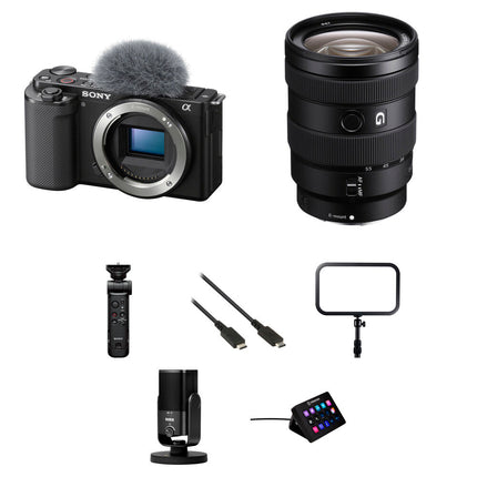 Sony ZV-E10 Cámara Mirrorless con Lente 16-55mm f/2.8 y Kit Streaming Negro