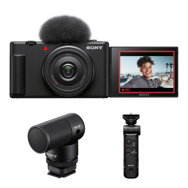 Sony ZV-1F Cámara Vlogging con Micrófono ECM-G1 y Empuñadura GP-VPT3