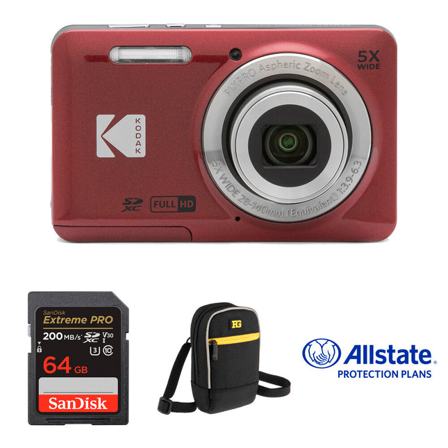 Kodak PIXPRO FZ55 Cámara Digital 16MP Zoom 5x Kit Deluxe Rojo