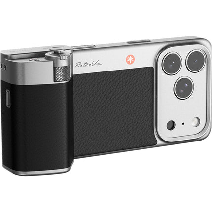 PGYTECH RetroVa Grip Kit para iPhone 17 Pro con ranura microSD y Correa de Muñeca