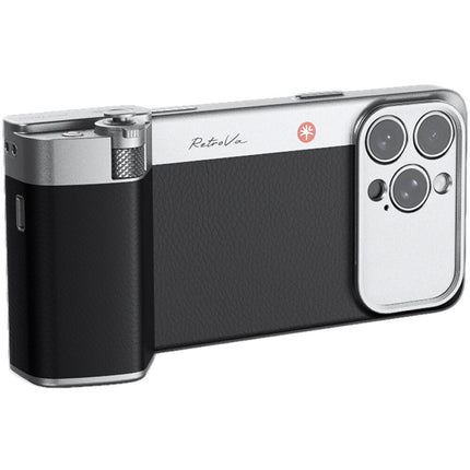 PGYTECH RetroVa Grip Kit para iPhone 16 Pro Max Funda con Control Foto y Slot microSD