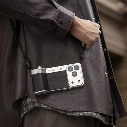 PGYTECH RetroVa Grip Kit para iPhone 17 Pro con ranura microSD y Correa de Muñeca