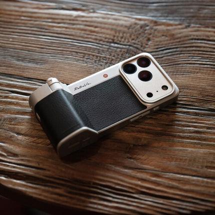 PGYTECH RetroVa Grip Kit para iPhone 16 Pro Max Funda con Control Foto y Slot microSD