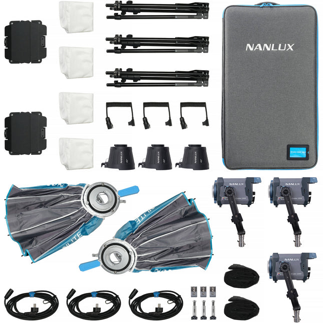 Nanlux Evoke 150C Foco LED RGB Kit 3 Luces 22,230 Lux 1000-20,000K con Estuche Rodante