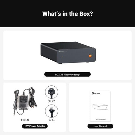 Fosi Audio Box X5 Preamplificador Tocadiscos Phono con 4 Ganancias y RIAA