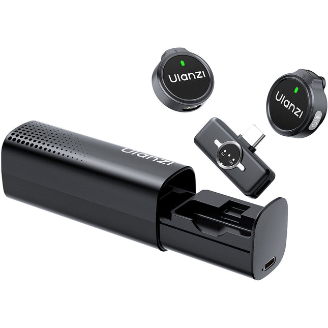 Ulanzi A21 Sistema de Micrófono Inalámbrico para 2 Personas 32 kHz 24-Bit con Estuche de Carga