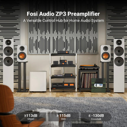 Fosi Audio ZP3 Preamplificador con Memoria de Volumen y Control de Tonos
