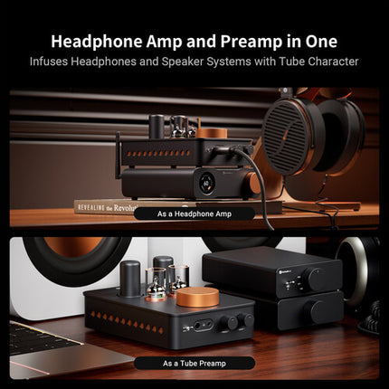 Fosi Audio GR70 Amplificador y Previo para Auriculares con Tubos 5654W y 6X4/6X8