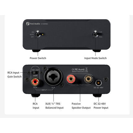 Fosi Audio V3 Mini Amplificador Monobloque Mono 240W 48V 5A