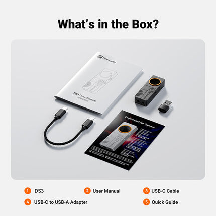 Fosi Audio DS3 Amplificador de Auriculares y DAC USB Portable Negro 32-Bit 768kHz PCM USB-C