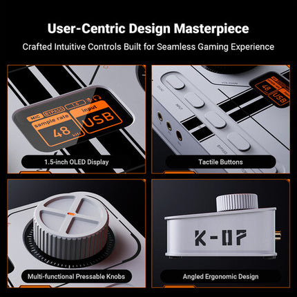 Fosi Audio K7 Amplificador auriculares y DAC de escritorio para gaming plata 32-Bit 384kHz con Bluetooth y pantalla OLED 1.5"