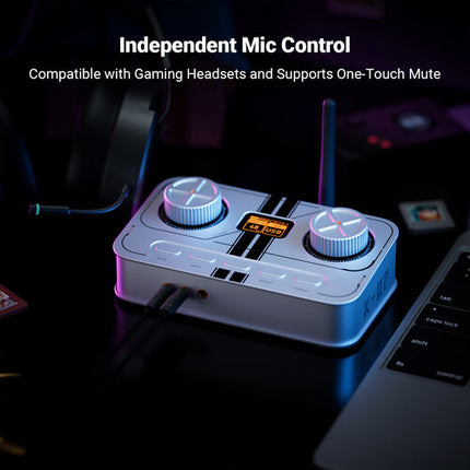 Fosi Audio K7 Amplificador auriculares y DAC de escritorio para gaming plata 32-Bit 384kHz con Bluetooth y pantalla OLED 1.5"